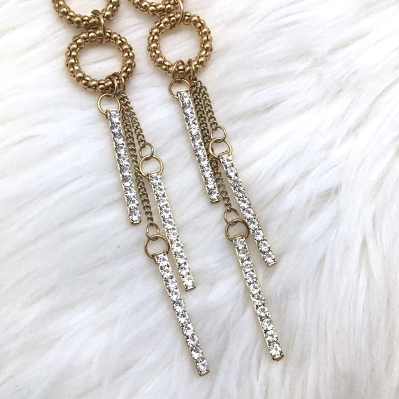 Linear Bar & Hoop Rhinestone Drop Earrings BNWT - Picture 8 of 8